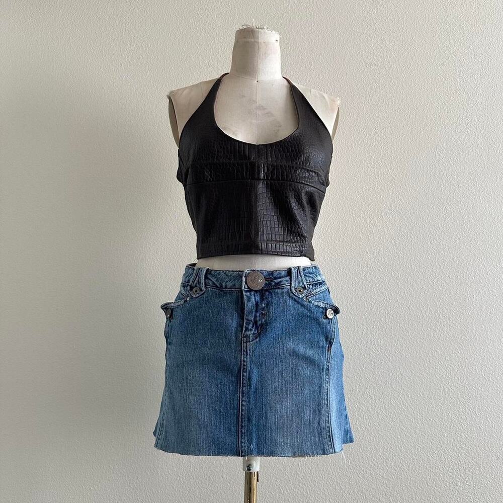 handmade brown leather corset halter crop top